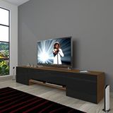 Decoraktiv 1E1 Ceviz Siyah Mdf Tv Ünitesi Tv Sehpası