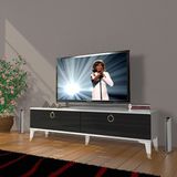Decoraktiv Eko 140 Mdf Std Gold Beyaz Siyah TV Sehpa Ünitesi