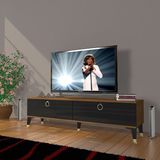 Decoraktiv Eko 140 MDF STD Gold Ceviz Siyah TV Sehpa Ünitesi