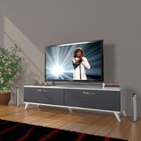 Decoraktiv Eko 140 Mdf Std Retro Beyaz Antrasit TV Sehpa Ünitesi