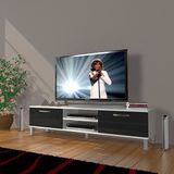 Decoraktiv Eko 140 Slm Dvd Krom Ayaklı Beyaz Siyah Tv Sehpa Ünitesi