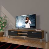 Decoraktiv Eko 140 Slm Dvd Krom Ayaklı Ceviz Siyah Tv Sehpa Ünitesi