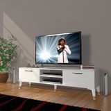 Decoraktiv Eko 140 SLM DVD Silver Parlak Beyaz TV Ünitesi
