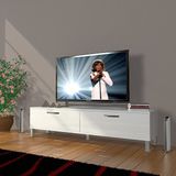 Decoraktiv Eko 140 Slm Std Krom Ayaklı Parlak Beyaz Tv Sehpa Ünitesi