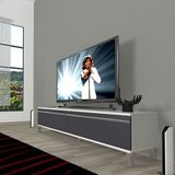 Decoraktiv Eko 140T Mdf Krom Ayaklı Beyaz Antrasit TV Sehpa Ünitesi