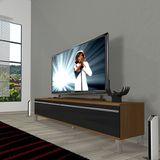 Decoraktiv Eko 140T Mdf Krom Ayaklı Ceviz Siyah Tv Sehpa Ünitesi