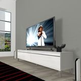 Decoraktiv Eko 140T Mdf Krom Ayaklı Parlak Beyaz TV Sehpa Ünitesi