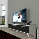 Decoraktiv Eko 140T Mdf Retro Beyaz Siyah TV Sehpa Ünitesi
