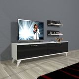 Decoraktiv Eko 150 MDF STD Retro Beyaz Siyah Tv Ünitesi