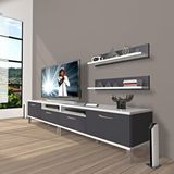 Decoraktiv Eko 200R Mdf Krom Ayaklı Beyaz Antrasit Tv Ünitesi