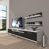 Decoraktiv Eko 200R Mdf Krom Ayaklı Beyaz Siyah TV Sehpa Ünitesi