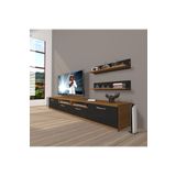 Decoraktiv Eko 200R Mdf Krom Ayaklı Ceviz Siyah Tv Ünitesi