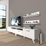 Decoraktiv Eko 200r MDF Retro TV Sehpa Ünitesi - Parlak Beyaz