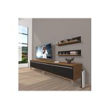 Decoraktiv Eko 200T Mdf Krom Ayaklı Ceviz Siyah Tv Ünitesi
