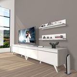 Decoraktiv Eko 200T Mdf Retro Parlak Beyaz Tv Sehpa Ünitesi