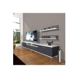 Decoraktiv Eko 220R MDF Krom Ayaklı Beyaz Antrasit Tv Ünitesi
