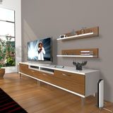 Decoraktiv Eko 220R MDF Krom Ayaklı Beyaz Ceviz Tv Ünitesi