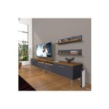Decoraktiv Eko 220R MDF Krom Ayaklı Ceviz Antrasit TV Ünitesi