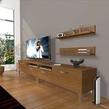 Decoraktiv EKO 220R SLM Krom Ayaklı Naturel Ceviz TV Sehpası