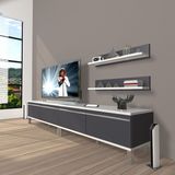 Decoraktiv Eko 220T MDF Krom Ayaklı Beyaz Antrasit TV Ünitesi