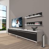 Decoraktiv Eko 220T MDF Krom Ayaklı Beyaz Siyah TV Ünitesi
