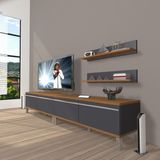 Decoraktiv Eko 220T Mdf Krom Ayaklı Ceviz Antrasit Tv Ünitesi