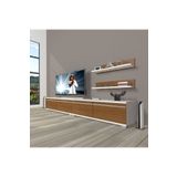Decoraktiv Eko 220T MDF Krom Ayaklı Ceviz Beyaz TV Ünitesi