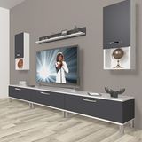 Decoraktiv Eko 270DA MDF Krom Ayaklı Beyaz Antrasit TV Ünitesi