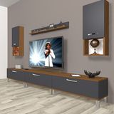 Decoraktiv Eko 270DA MDF Krom Ayaklı Ceviz Antrasit TV Ünitesi