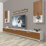 Decoraktiv Eko 270DA MDF Krom Ayaklı Ceviz Beyaz TV Ünitesi