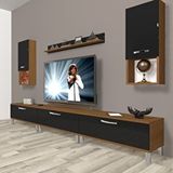 Decoraktiv Eko 270DA MDF Krom Ayaklı Ceviz Siyah TV Ünitesi