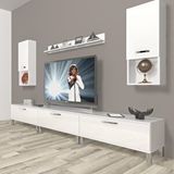 Decoraktiv Eko 270DA Mdf Krom Ayaklı Parlak Beyaz Tv Ünitesi
