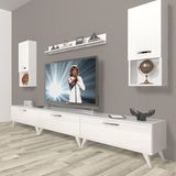 Decoraktiv Eko 270DA Mdf Retro Parlak Beyaz Tv Ünitesi