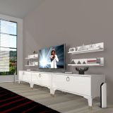 Decoraktiv Eko 270R Mdf Gold Parlak Beyaz Tv Ünitesi