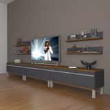 Decoraktiv Eko 270R Mdf Krom Ayaklı Ceviz Antrasit Tv Ünitesi