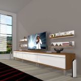 Decoraktiv Eko 270R Mdf Krom Ayaklı Ceviz Beyaz Tv Ünitesi