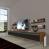 Decoraktiv Eko 270R Mdf Krom Ayaklı Ceviz Siyah Tv Ünitesi
