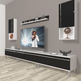 Decoraktiv Eko 270TA Mdf Krom Ayaklı Beyaz Siyah Tv Ünitesi