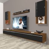 Decoraktiv Eko 270TA Mdf Krom Ayaklı Ceviz Siyah Tv Ünitesi