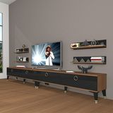 Decoraktiv Eko 360R Mdf Gold Ceviz Siyah Tv Ünitesi
