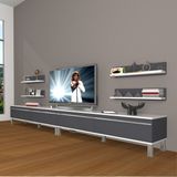 Decoraktiv Eko 360R Mdf Krom Ayaklı Beyaz Antrasit Tv Ünitesi