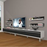 Decoraktiv Eko 360R Mdf Krom Ayaklı Beyaz Siyah Tv Ünitesi