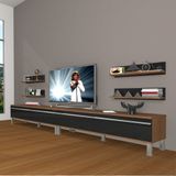 Decoraktiv Eko 360R Mdf Krom Ayaklı Ceviz Siyah Tv Ünitesi