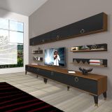 Decoraktiv Eko 360Y Mdf Gold Ceviz Siyah Tv Ünitesi