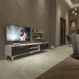 Decoraktiv EKO 4 Mdf Dvd Beyaz Siyah Mermer Silver Tv Ünitesi