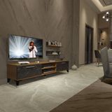 Decoraktiv EKO 4 Mdf Dvd Ceviz Siyah Mermer Silver Tv Ünitesi