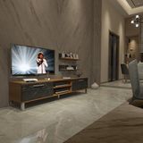 Decoraktiv Eko 4 MDF Dvd Krom Ayaklı TV Sehpa Ünitesi - Ceviz Siyah Mermer