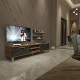 Decoraktiv Eko 4 Mdf DVD Krom Ayaklı Tv Ünitesi Tv Sehpası - Ceviz Siyah Mermer - Ceviz - Siyah Mermer
