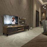 Decoraktiv EKO 4 Mdf Dvd Pera Siyah Mermer Gold Tv Ünitesi