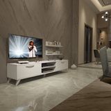 Decoraktiv Eko 4 Mdf Dvd Retro Parlak Beyaz Tv Sehpa Ünitesi